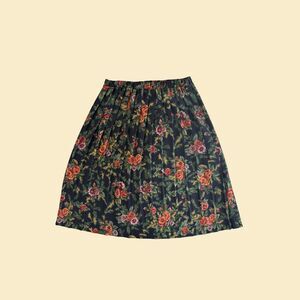 90s floral skirt by Leslie Fay, size 6 blue & green flower elastic waist skirt